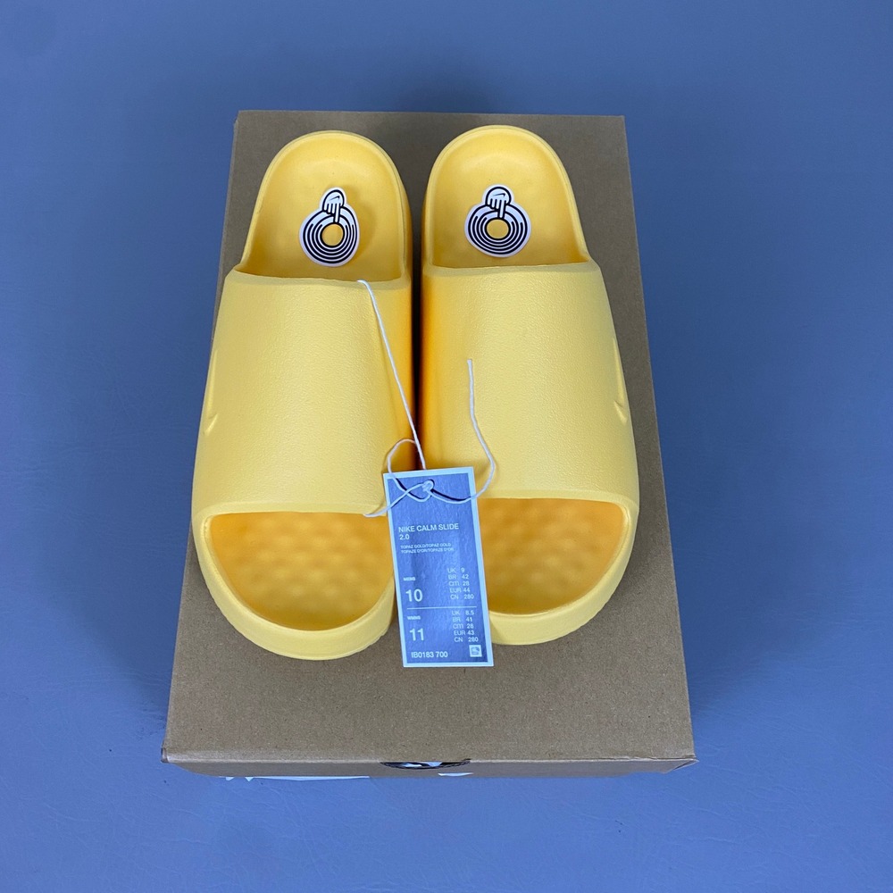 Nike Calm Slide 2.0 Men's Size 10 Women's 11 Topaz Gold Comfort Sandals NEW NIB